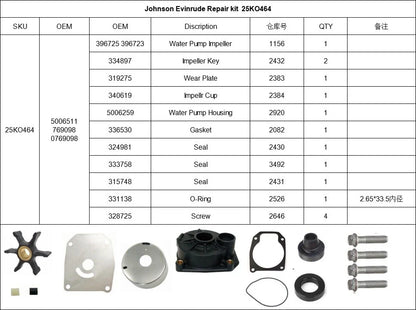 Water Pump Kit for Johnson Evinrude 40-65 HP (5006511, 0769098)