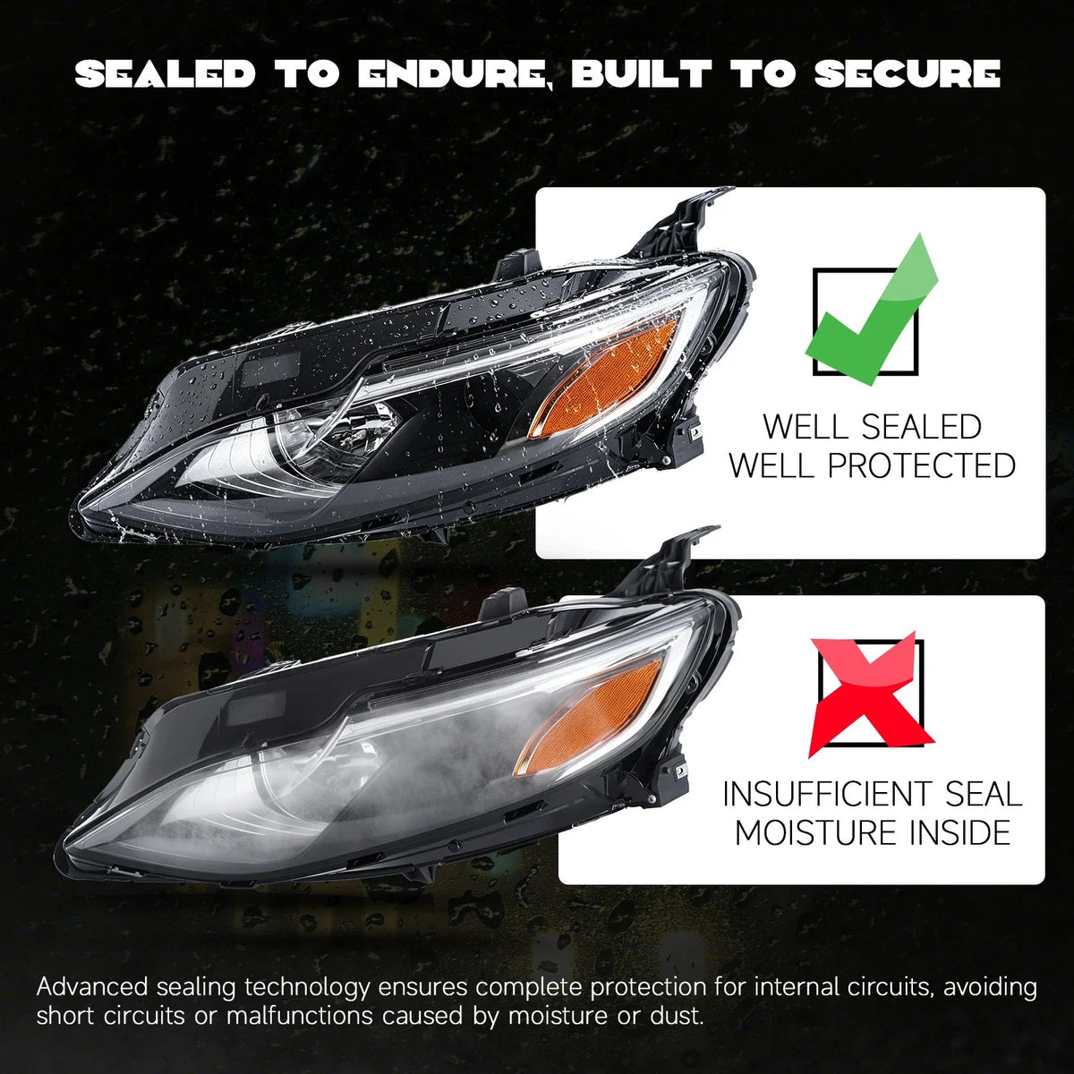 Pair Halogen Headlights for Chevy Malibu RS/LS/LT (2019–2025) with Bulbs