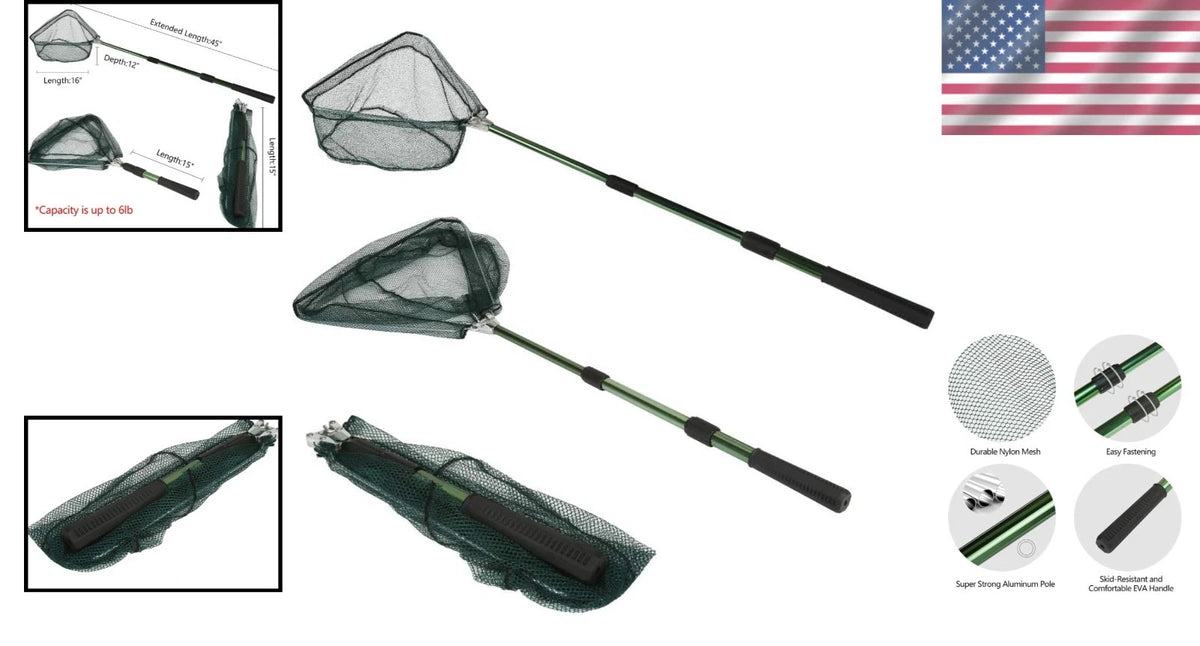 Collapsible Lightweight Aluminum Fishing Net - Durable Design