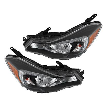 RH+LH Headlights for Impreza 2012–2015, Crosstrek 2013–2016, Halogen, Black Housing, 84001FJ080, 84001FJ090