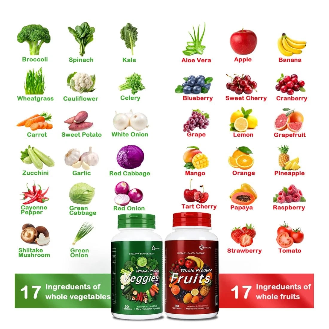 Whole Fruit and Veggies Supplement for Various Uses (Pack of 180)