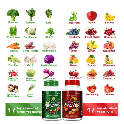 Whole Fruit and Veggies Supplement for Various Uses (Pack of 180)