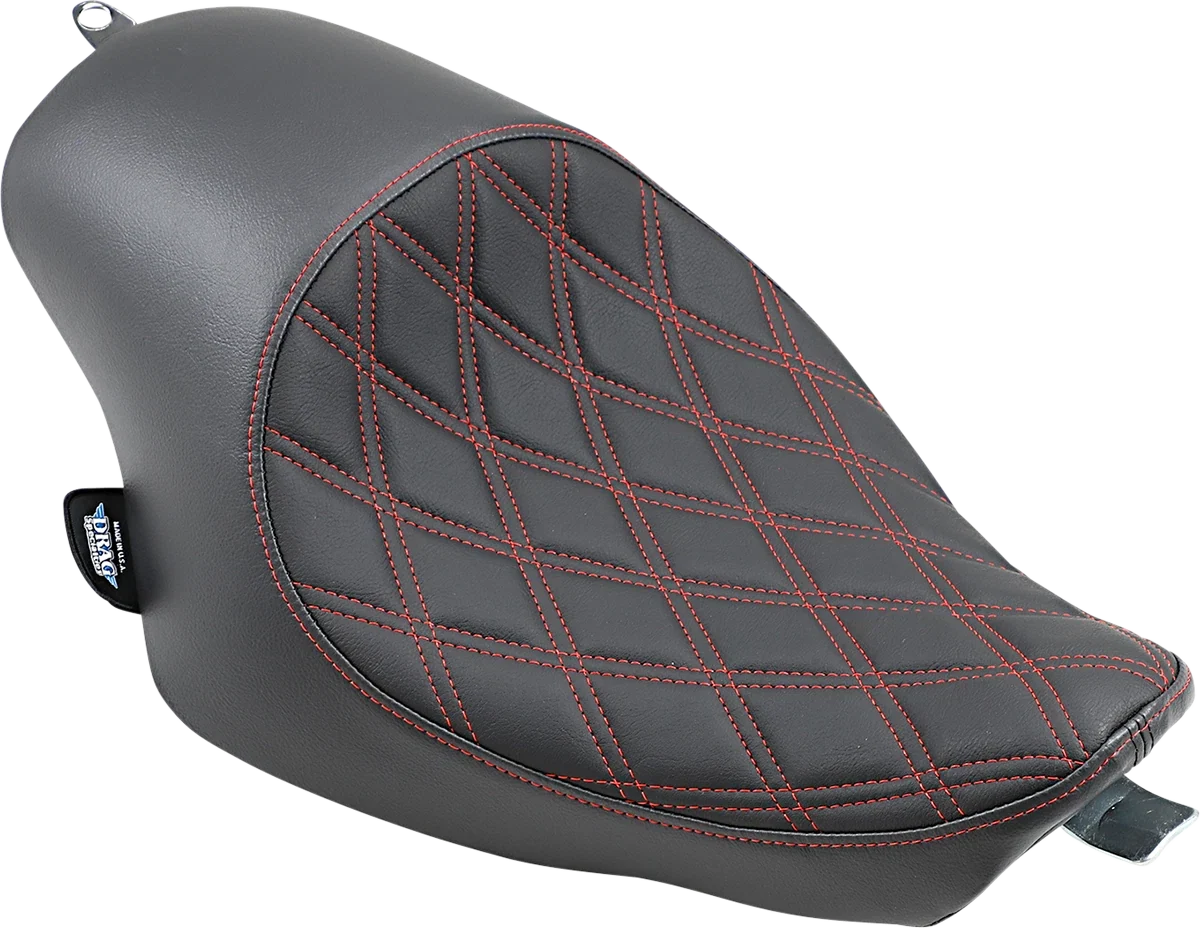 Solo Seat for Harley Sportster (3/4, Double Diamond, Black w/ Red Stitching)