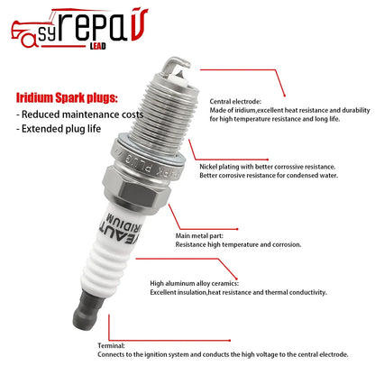 4X Iridium Spark Plugs for Volkswagen Beetle Golf Jetta 2.0L (1998–2011)