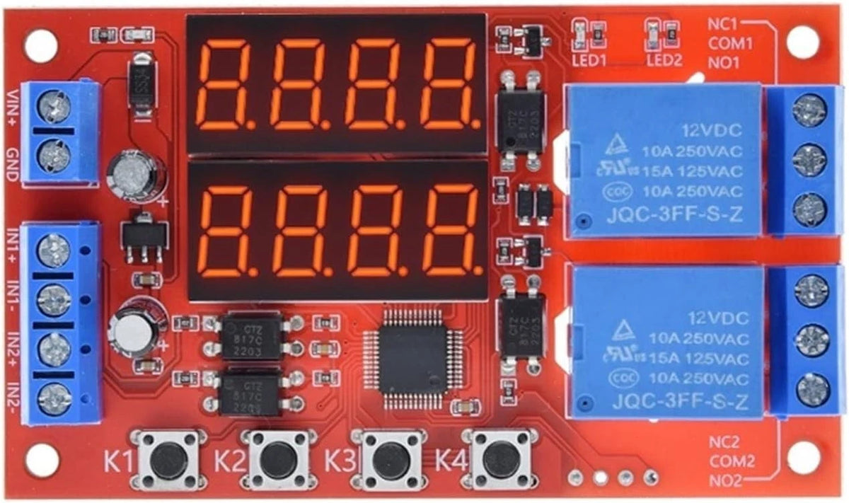 12V 10A Adjustable Time Delay Relay Module Dual Way LED Timer Switch