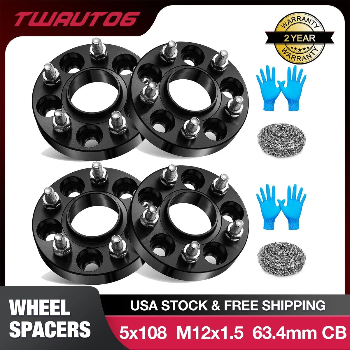 1-Inch 5x108 Hubcentric Wheel Spacers for Ford Fusion Lincoln MKZ MKC (2010–2020)