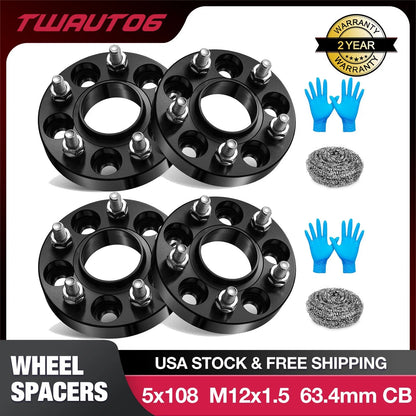 1-Inch 5x108 Hubcentric Wheel Spacers for Ford Fusion Lincoln MKZ MKC (2010–2020)