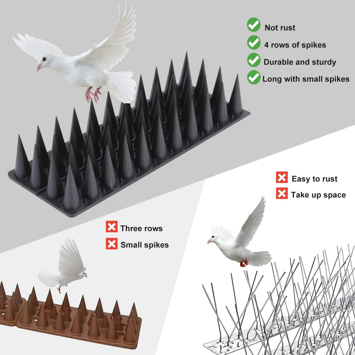 9 Pack Bird Spikes for Squirrel Guard - 8.4 Feet, Black