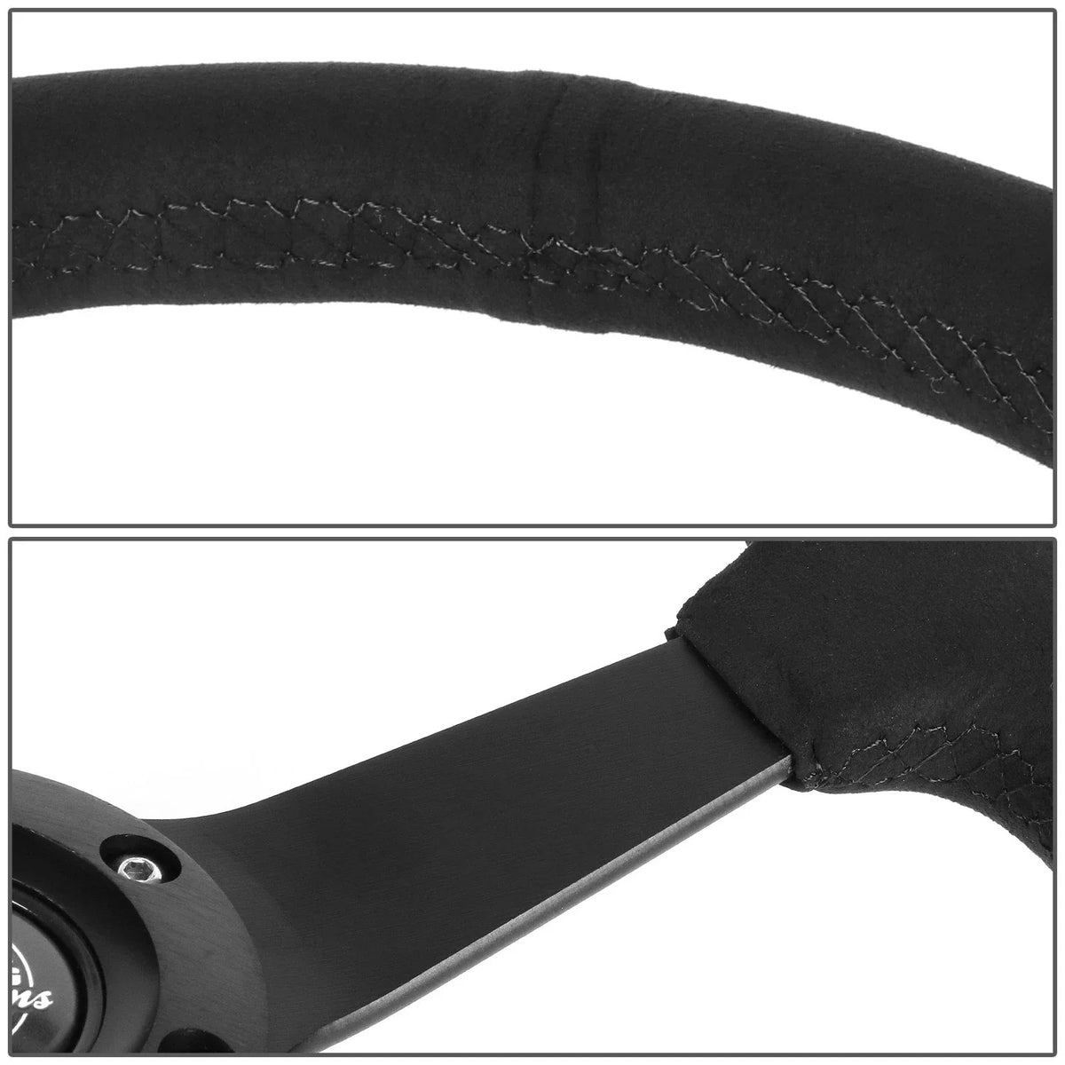 NRG 350mm Black Deep Dish Racing Steering Wheel for Universal Fit (1" Deep)