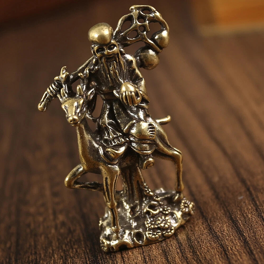Rare Chinese Bronze Deer Longevity Star Statue Antique Decoration