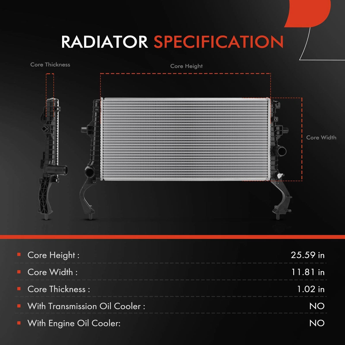 Radiator for Hyundai Veloster N (2019–2020) 25310K9000, 13884
