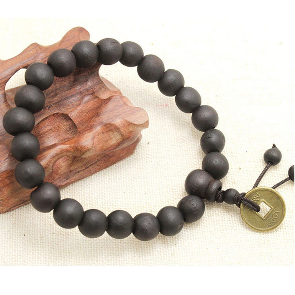 2X 12MM Wooden Buddha Prayer Beads for Mala Bracelet