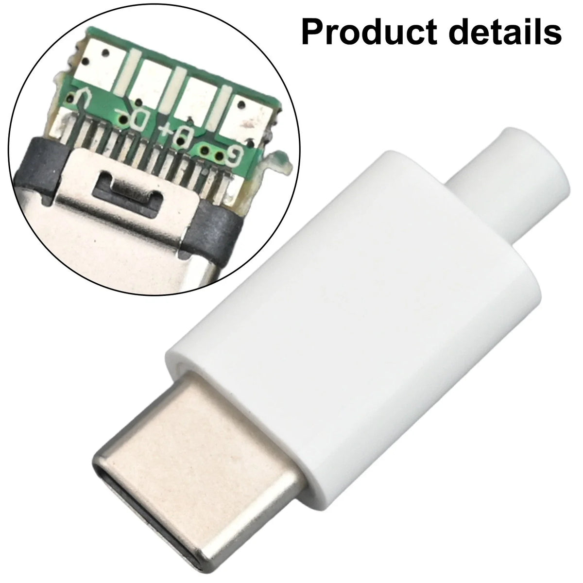 10pcs USB 3.1 Type C Male Connectors (Black/White Shell)