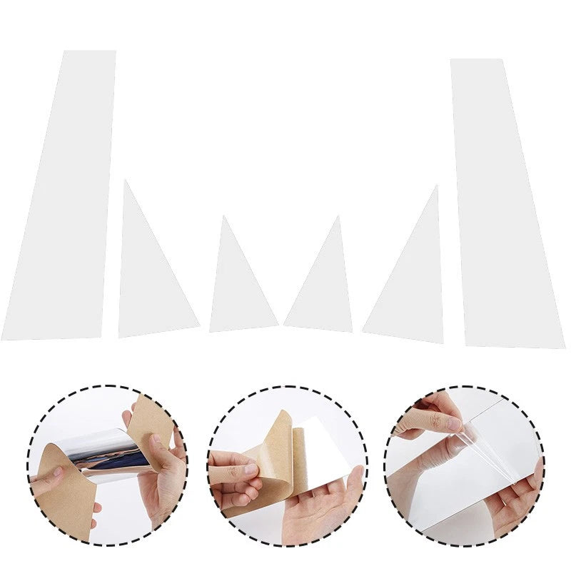 Set of 6 Silvery Exterior Pillar Posts Trim for VW Polo Hatchback (2011–2018)