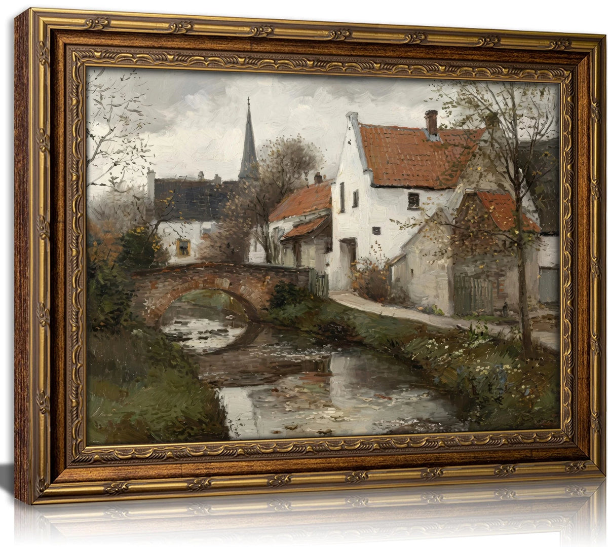 Vintage Gold Framed Landscape Wall Art 11"L x 9"W