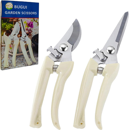Garden Shears Set of 2 - Bypass Pruning & Straight Blade