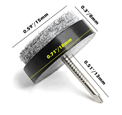 40pcs Furniture Felt Pad Heavy Duty Nail-on 18mm Black