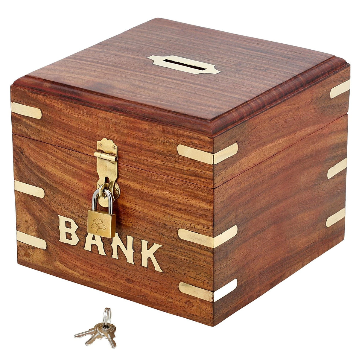 Wooden Money Bank for Home Decor (Handcrafted Square Shape)
