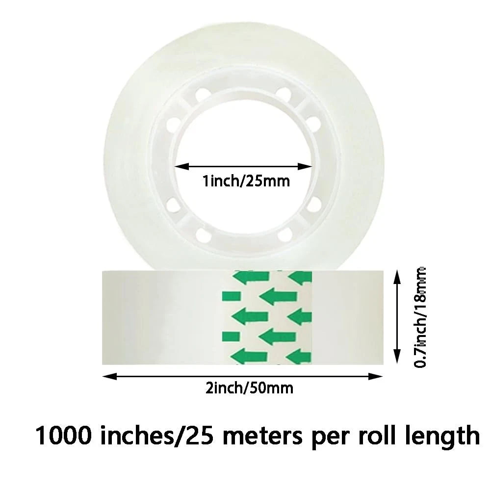 6 Rolls Transparent Tape Refills for Various Uses (3/4 x 1000)