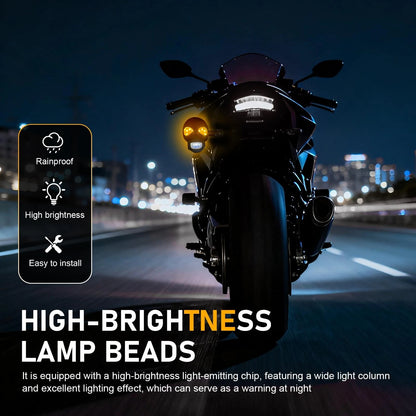 2X LED Motorcycle Turn Signal Light for Skull Head Black (Waterproof)