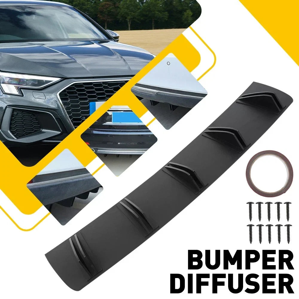 5 Fin Rear Bumper Diffuser Spoiler Splitter Trim for Universal Fit