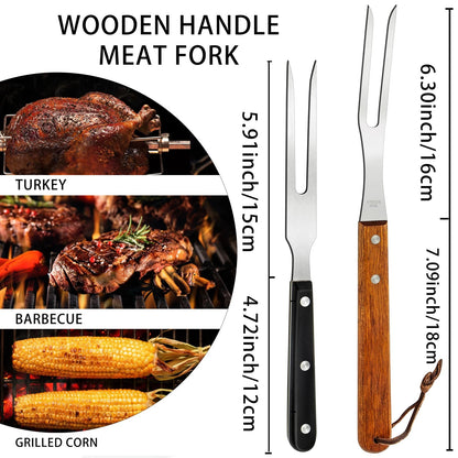 Set of 2 Stainless Steel Meat Forks for Carving (10.5 & 13.5 inch)