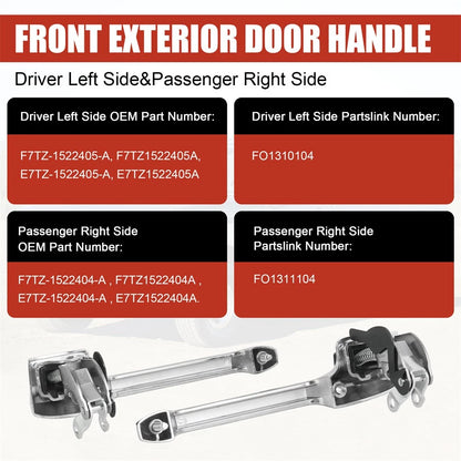 Pair Front Outer Door Handles for Ford Pickup Bronco (1980–1997) F7TZ-1522404-A, F7TZ-1522405-A, FO1311104