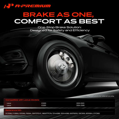 Set of 4 Front Disc Brake Rotors & Ceramic Pads for Lexus ES330 (2004–2006) - JBR737EVC, 980077FZN, 12144088, 32044088, 60076055, R-31266, P-906A