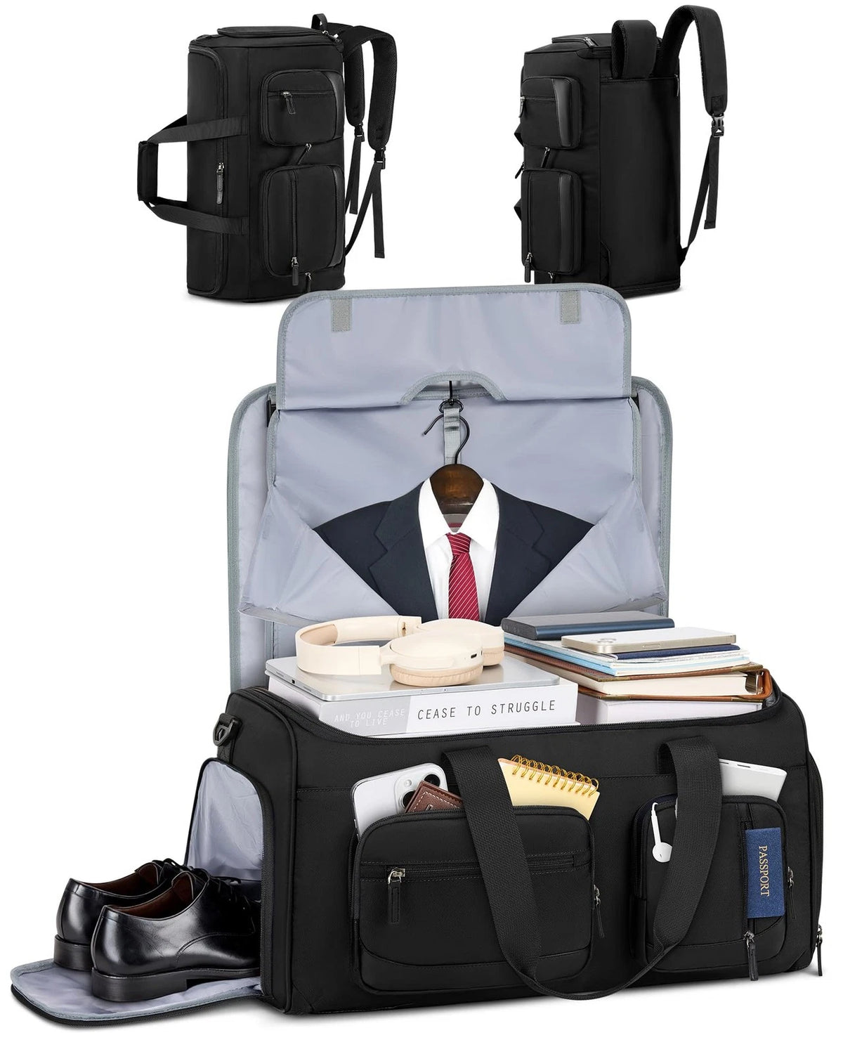 Convertible Garment Bag for Travel (45L) - Black