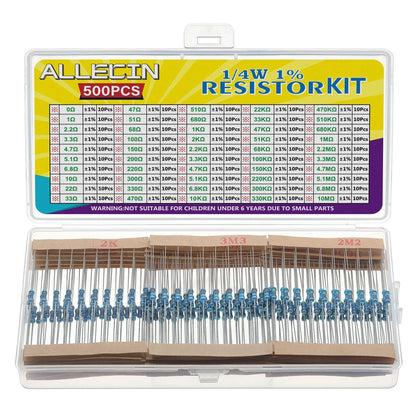 Metal Film Resistors Assortment Kit 50 Values 1/4W 1% Tolerance
