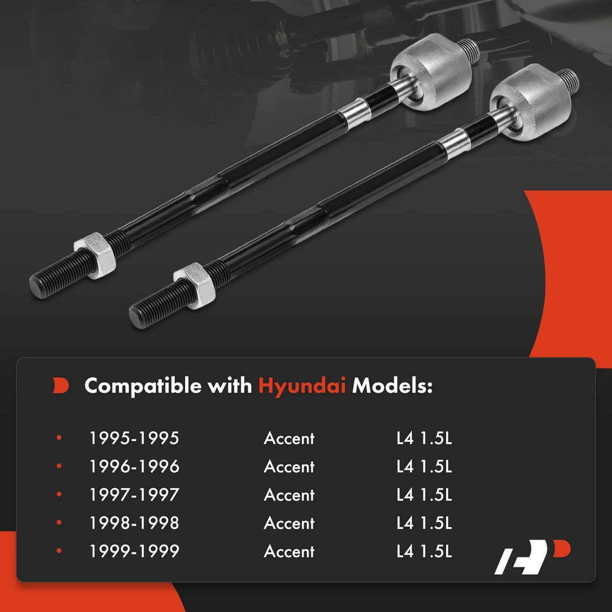 2X Front Inner Side Tie Rod End for Hyundai Accent (1995–1999) 5654022000, 5773043000, 5775522000, X18TR0565, MEV354