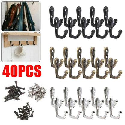40Pcs Metal Single Hook Hangers for Clothes Hat Coat Robe