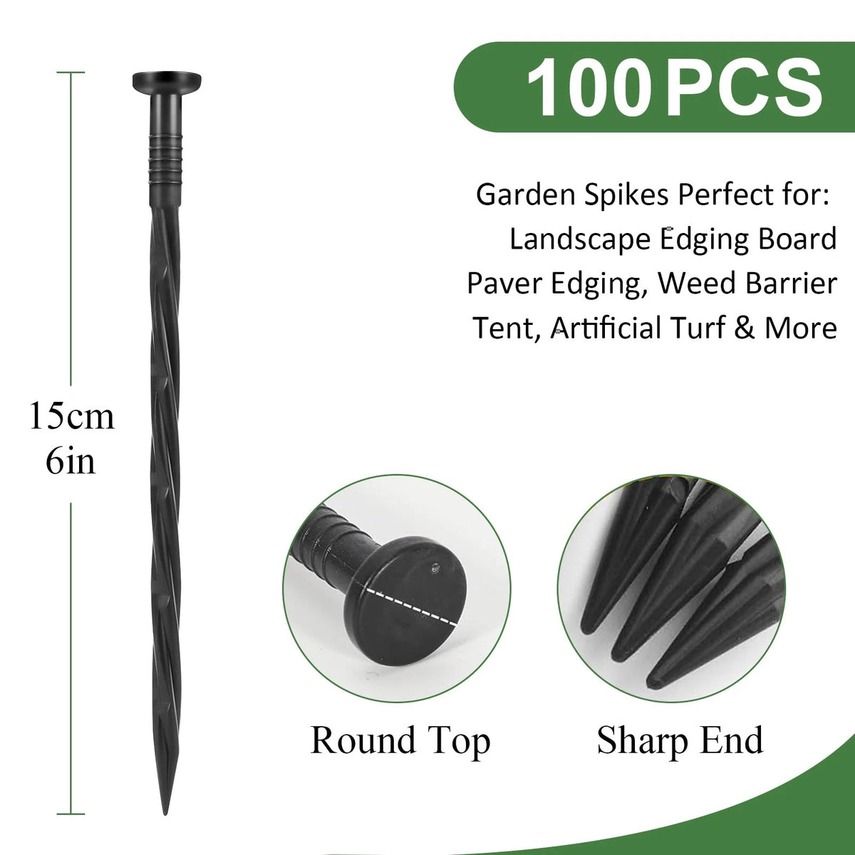 100 Pack Plastic Landscape Anchoring Stakes for Garden Edging
