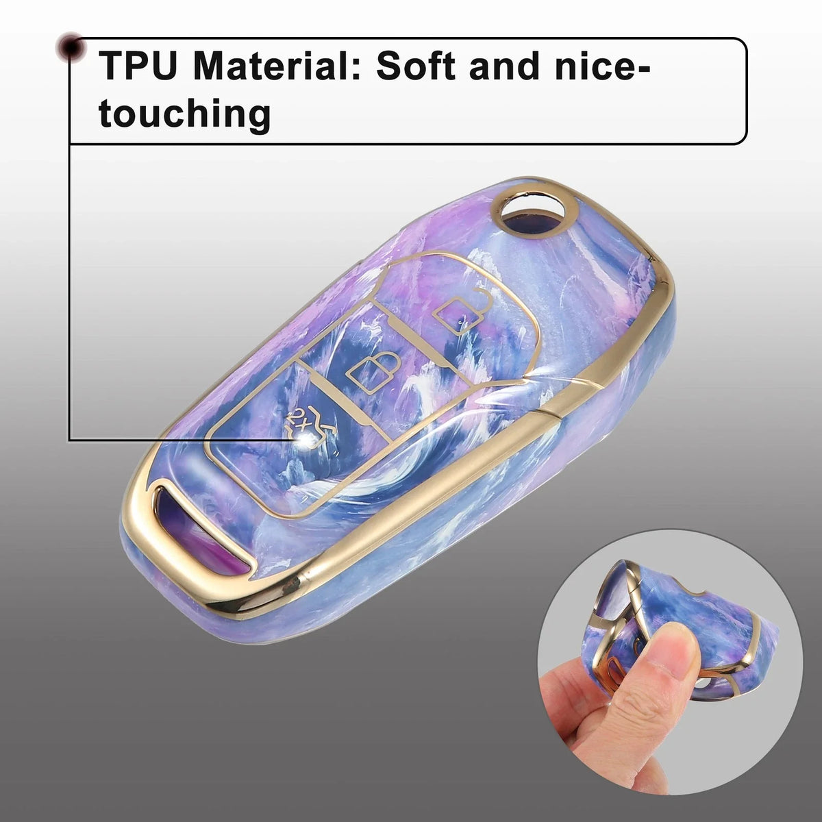 Key Fob Remote Control Cover 3 Button TPU Shell Purple for Ford F150 (2015–2018)