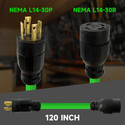 10 Ft 30-Amp Generator Extension Cord 4-Prong 125/250V 7500W
