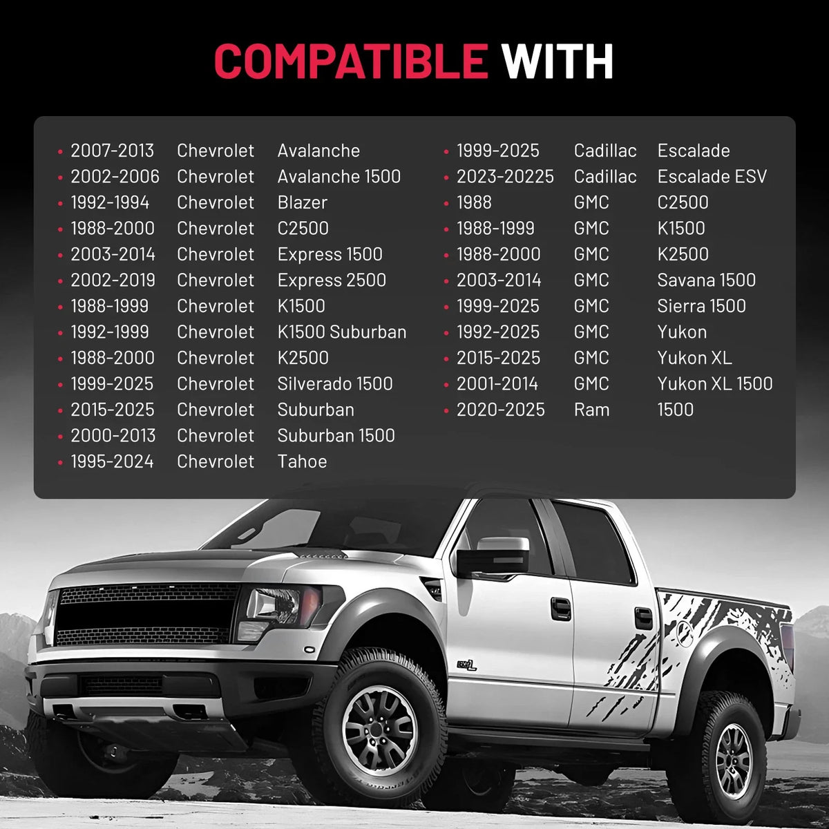 4pcs 3" 6x5.5 Wheel Spacers for Chevy Silverado 1500 & GMC Sierra 1500 (2007–2024)
