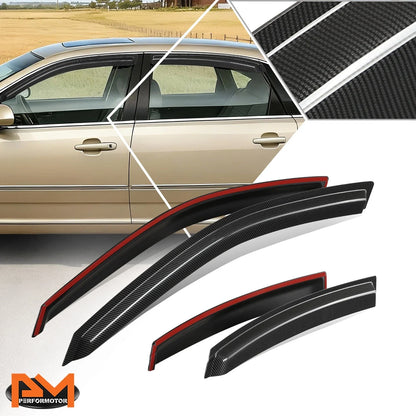 Set of 4 Carbon Fiber Tap-On Window Visors for Chevy Impala (2000–2005)
