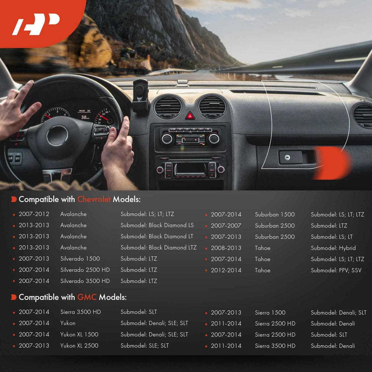 Upper Titanium Dash Cover for Chevy Silverado GMC (2014–2019)