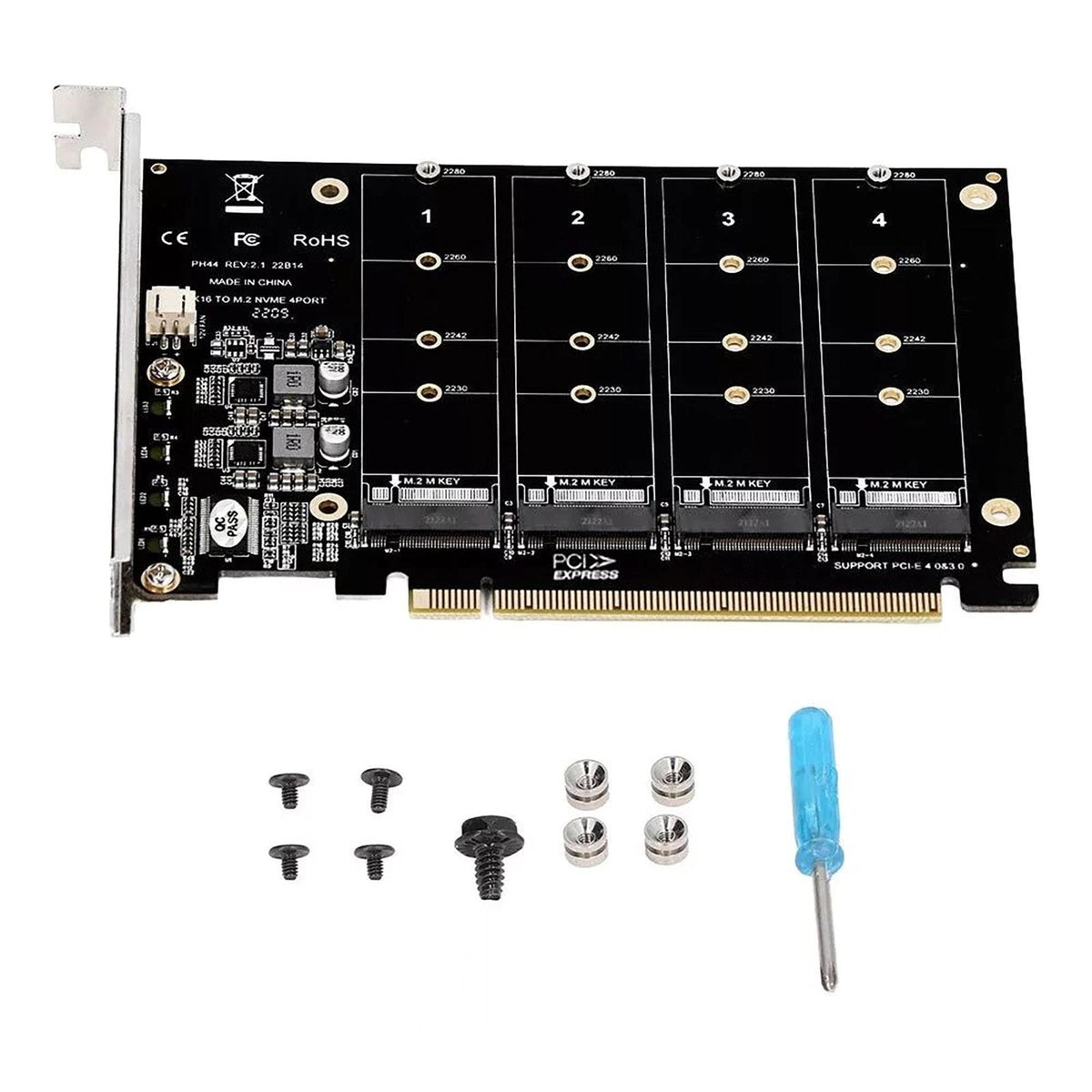 M.2 NVMe SSD to PCIe X16 Adapter Card Kit for PC Expansion
