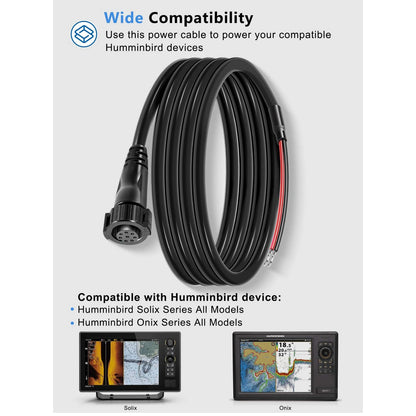 Power Cable Replacement for Humminbird Fishfinder PC12 (720085-1) 6 Ft