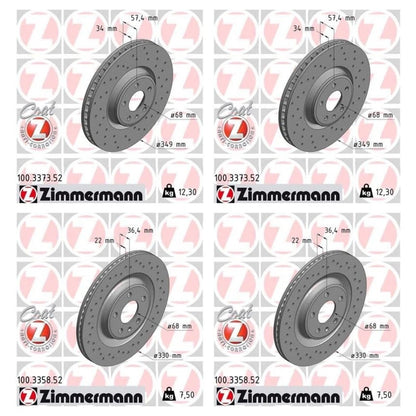 Set of 4 Brake Discs for Audi S5 (SET-ZXC100337352-A, 4H0615601D, 4H0615601H)