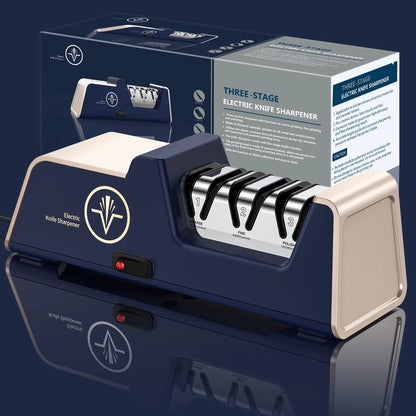 Professional Electric Knife Sharpener 3-Stage (Noble Blue & Noble Gold)