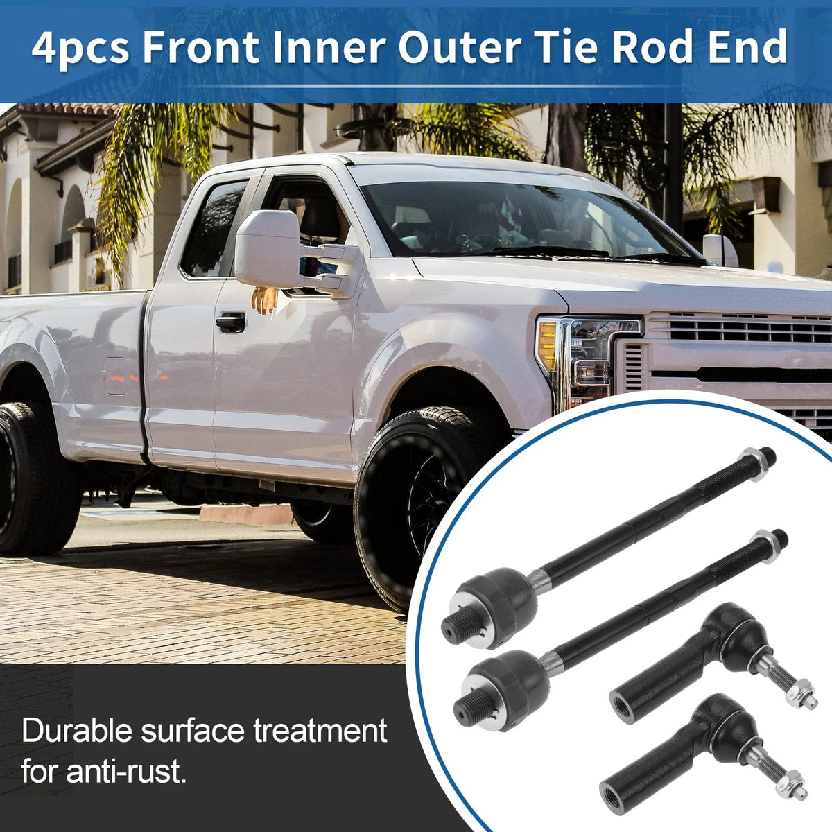 Set of 4 Front Inner Outer Tie Rod End Links for Ford Mustang (2015–2019)