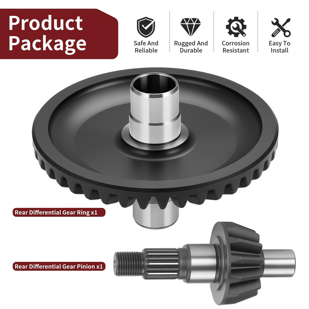 Rear Differential Gear Ring Pinion for Honda Rancher 420 (2009–2014) 41421-HN8-A40, 41431-HN8-000