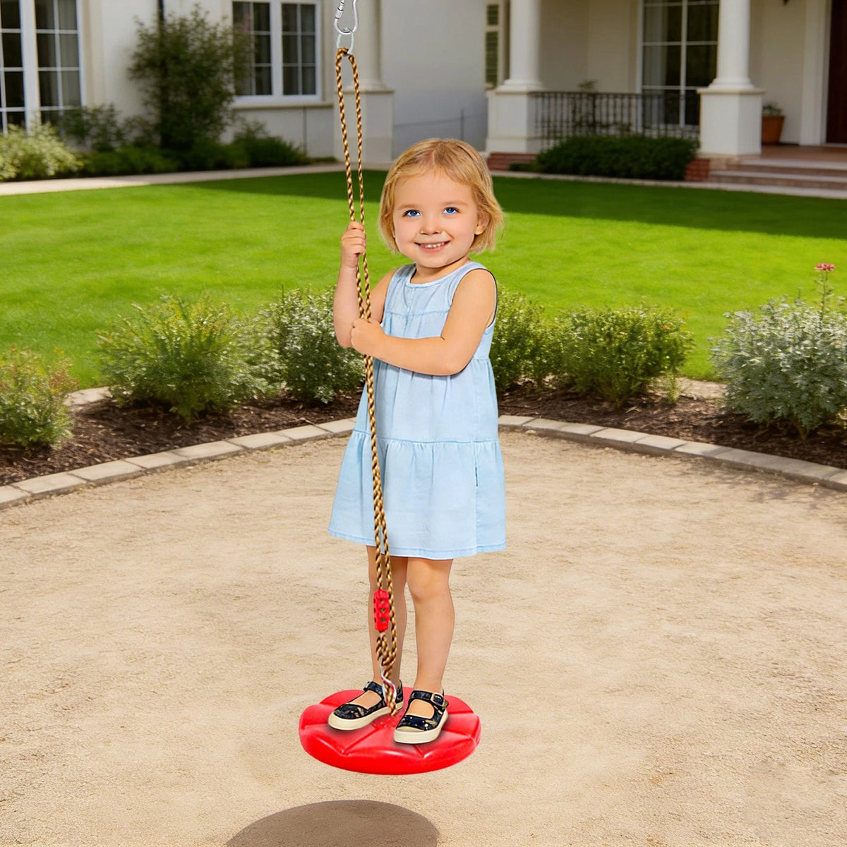 Outdoor Hanging Disc Swing for Playground Garden (Adjustable Height, 60kg Load)