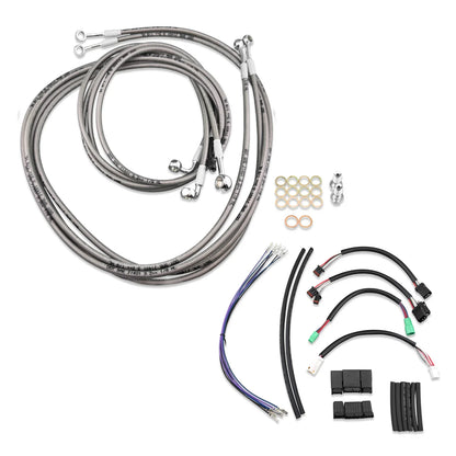 16" Chrome Extended Stainless Cable & Brake Line for Harley Touring (2014–2016)