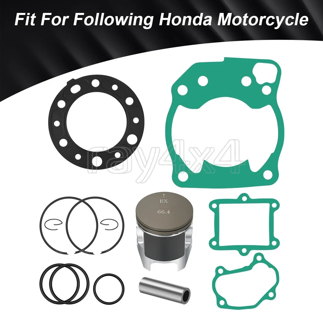 Piston Ring Kit & Gasket Set for Honda CR250R (1997–2001) 66.40mm