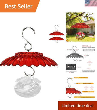 2X Weatherproof Mini Rain Guard for Hummingbird Feeders (Red Daisy Design)