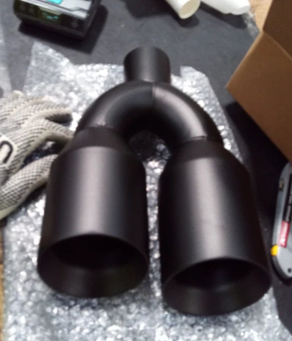 2.5" Quad Dual Wall Staggered 4" Out Bevel Stainless Steel Exhaust Tips