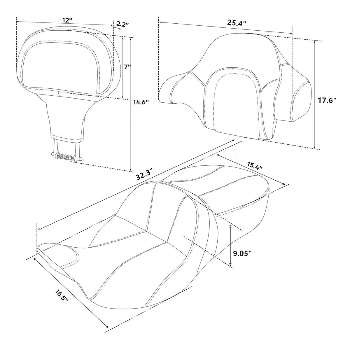 Gel Seat Backrest for Harley Electra Glide (2014–2023) - Black Red